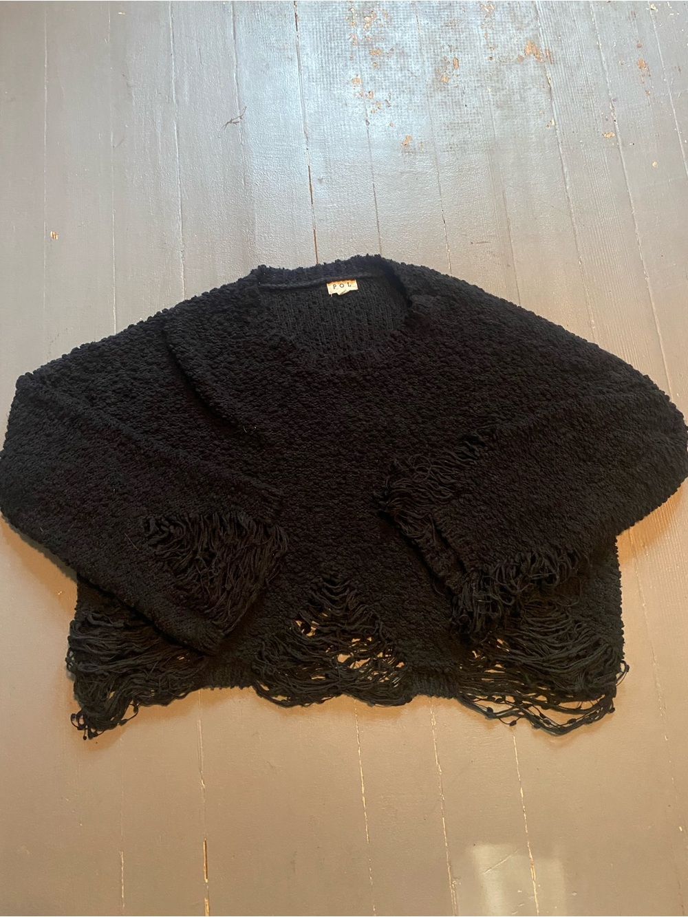 POL black looped-texture sweater